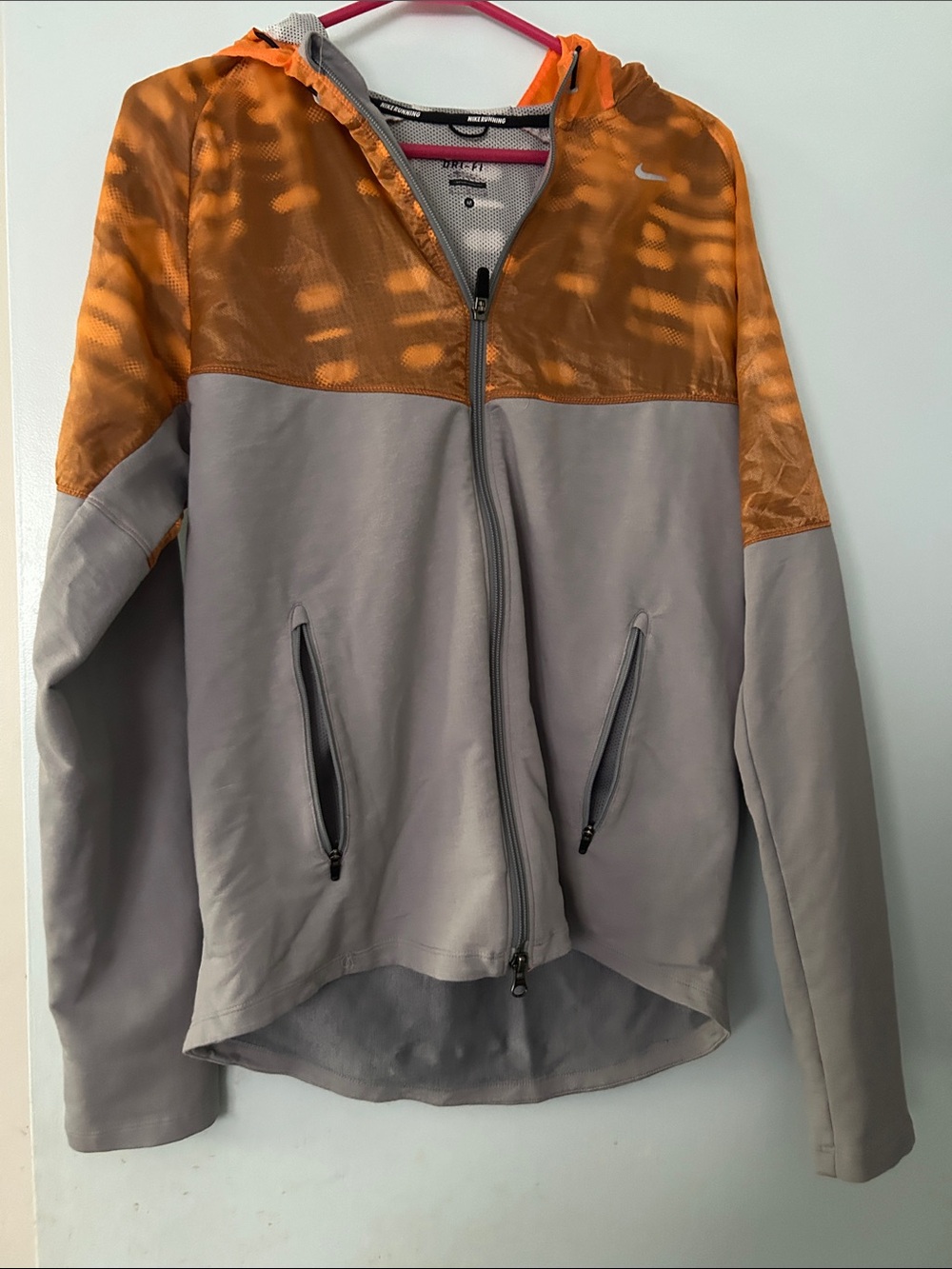 Nike Two-Tone Orange and Gray Hooded Zip Jacket